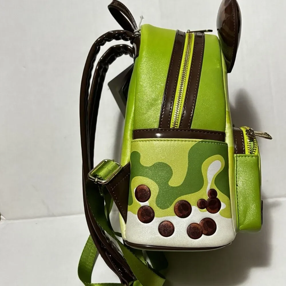 Loungefly Disney Mickey Mouse Green Tea Boba Mini Backpack Adjustable Strap NWT